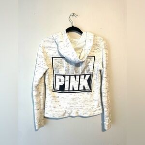 Vintage Y2K PINK black gray white zip up hoodie sweater XSmall